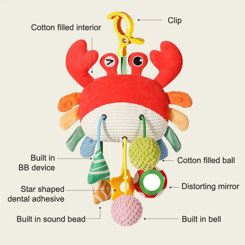 Baby Rattle Bed Hanging Drawstring Toy Newborn Stroller Toy Cute Educational Hand Grip Plush Bebe Toy