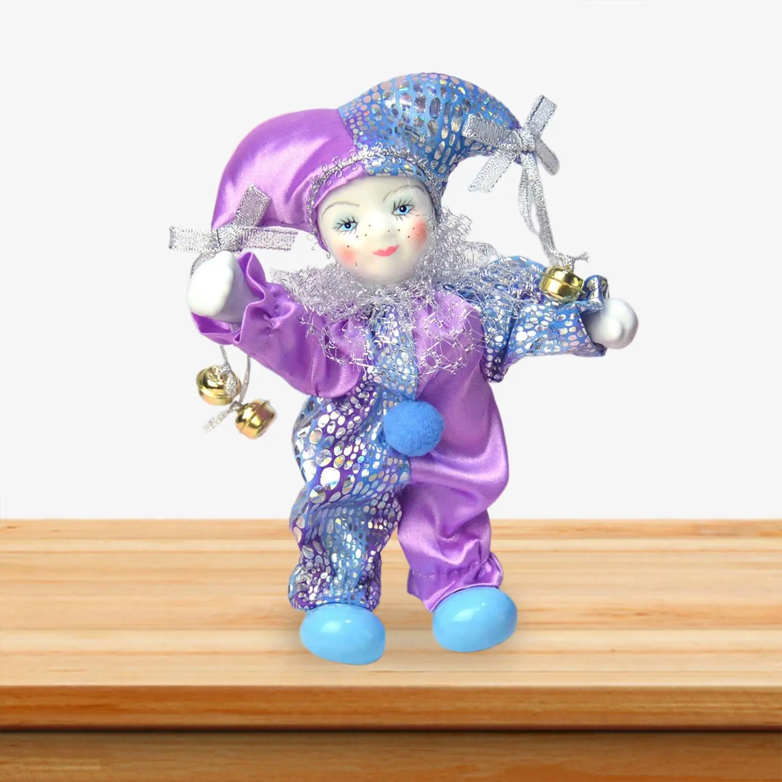 

Clown Doll 7.09'' with Costume Home Decor Harlequin Doll Doll Ornament for