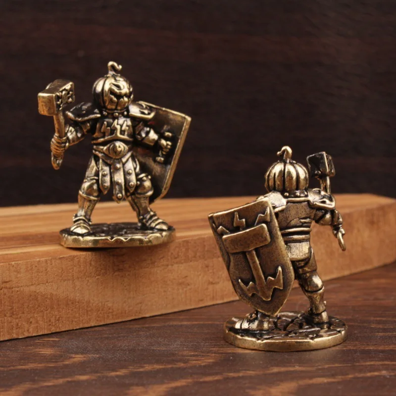 1/2Pcs Brass Ornament Pumpkin Soldier Small Ornament Soldier Model Figure Toy Ornament Creative Crafts