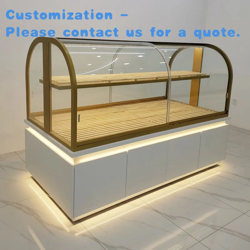 custom.Customizable Bakery Island Counter Shopping Mall Baking Cake Bread Dim Sum Retail Shop Design Glass showcase Display