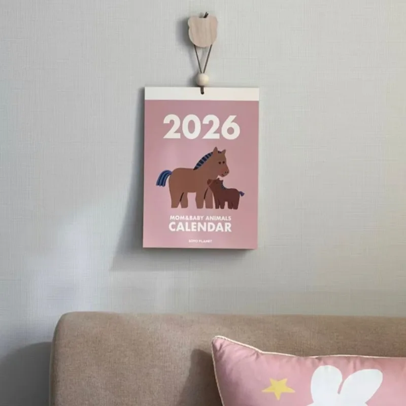 

2026 Cute Wall Calendar Creative Wall Decor Photo Prop Adorable Illustration Style Home Bedroom Decoration