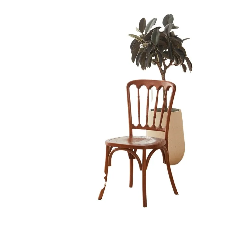 French solid wood home restaurant retro dining table back chair Internet celebrity hotel chair living room negotiation chair
