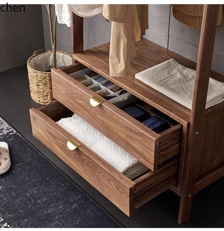 b11-7.1 hanger floor solid wood coat rack shoe changing stool rack storage cabinet