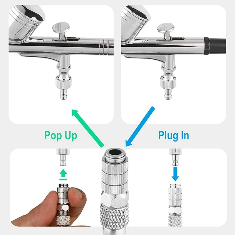 Airbrush Quick Release Coupling Disconnect Adapter With 1/8Inch 5 Male And 1 Female Fittings