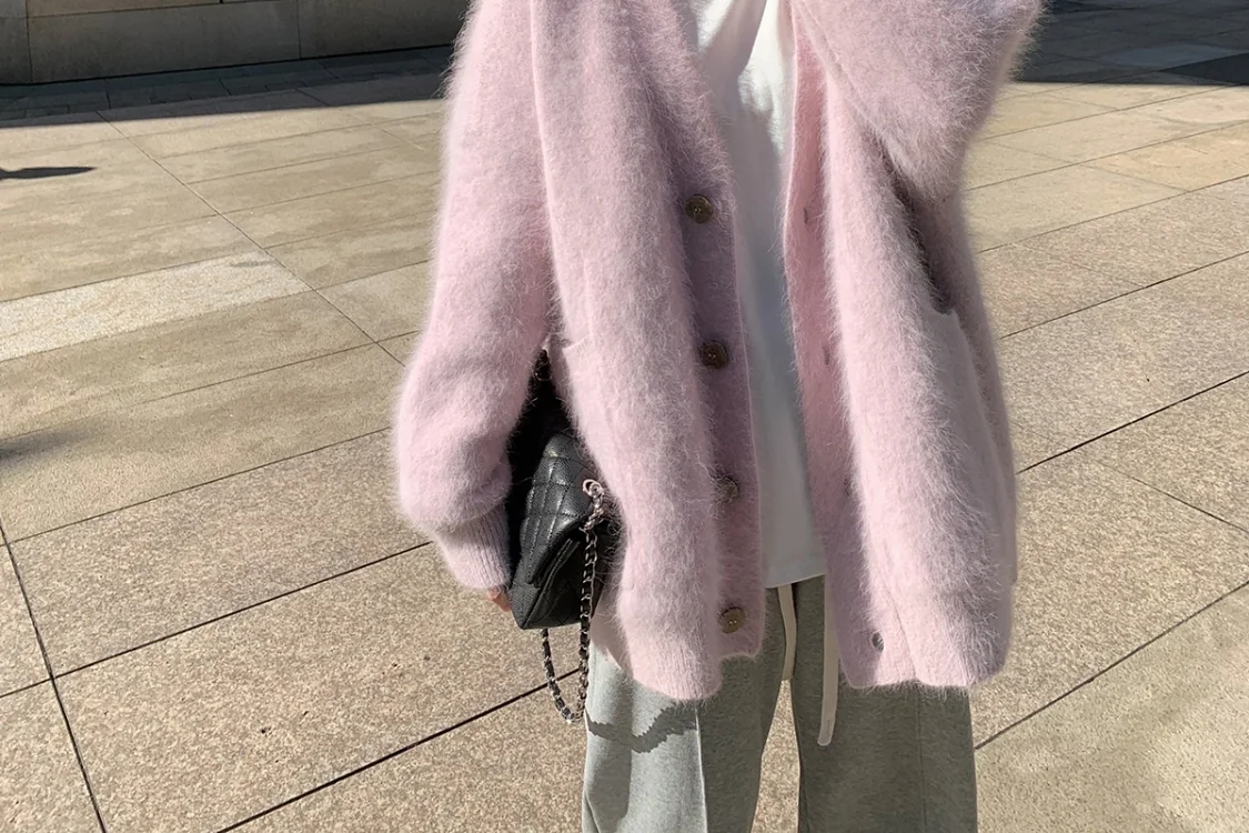 Cárdigan Retro de Terciopelo de Visón Camel, Chaqueta de Punto para Mujer, Suéter Holgado de Alta Gama para Primavera y Otoño
