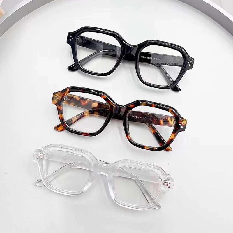 إطار نظارات كمبيوتر ريترو مضاد للضوء الأزرق للنساء مقاس كبير للرجال نظارات عصرية وأنيقة نظارات كورية كلاسيكية