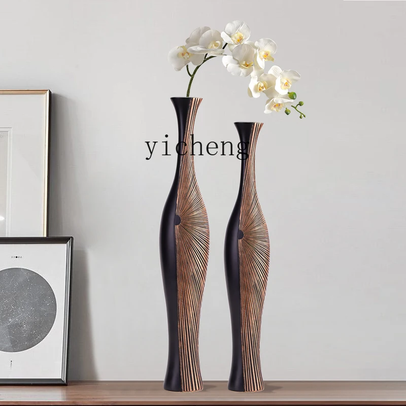 

ZYA medieval retro aesthetic vase, next to the TV cabinet in the living room, vertical high wabi-sabi ornament ornament