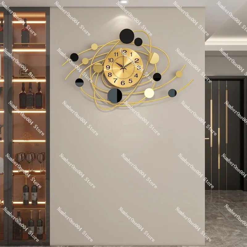 

Gold Color Wall Clock Nordic Luxury Living Room Wall Hanging Punching Restaurant Clock Household Decoration Wall Clock