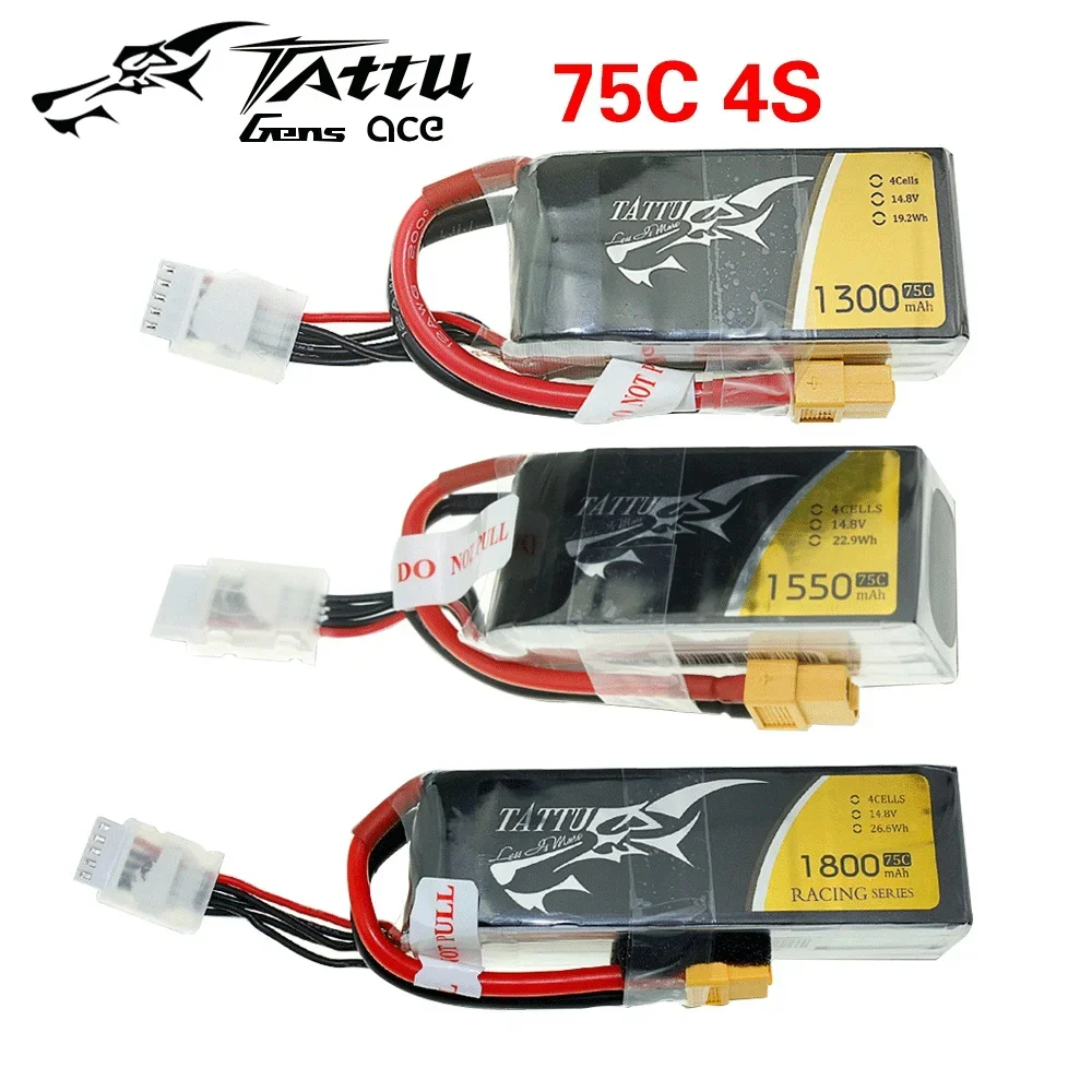 Akumulator Tattu LiPo 1S 2S 3S 4S 220 450 650 850 1300 1550 1800 2500MAh 45C 75C 95C XT30 XT60 Wtyczka do drona wyścigowego RC FPV