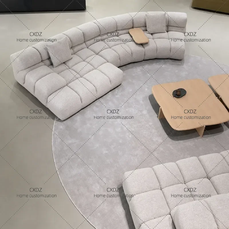 Semicircular Curved Living Room Sofa Large Apartment Villa Minimalist Medieval High End Fabric 2026 New Model