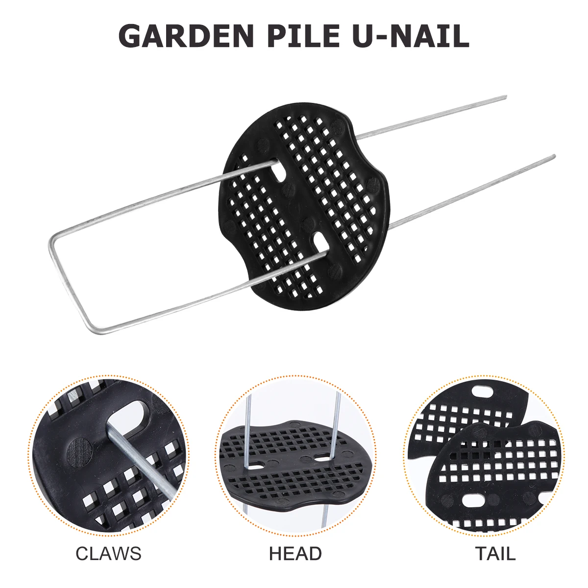 

50Pcs U-Shaped Steel Fixing Nails Lawn Stakes Ground Pegs Heavy Duty Turf Anchors Durable for Garden Outdoor Fixing Turf Tool