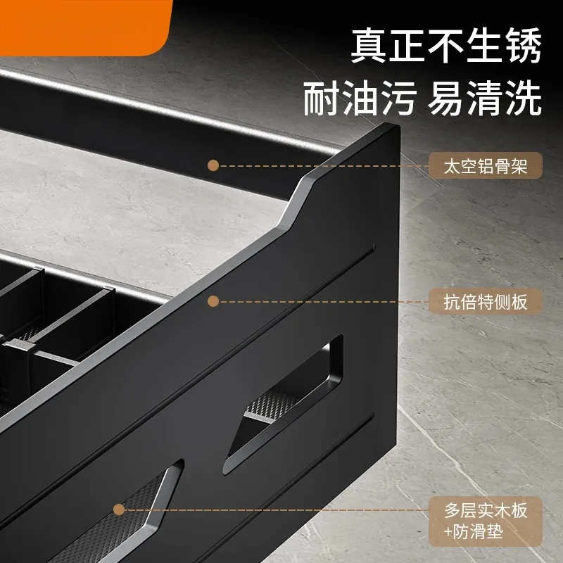 Armários de cozinhaCavários de cozinha com gavetas estilo gavetaCajuros embutidos para guardar pratos, cestos extraíveis, cestos de gaveta mágicos,