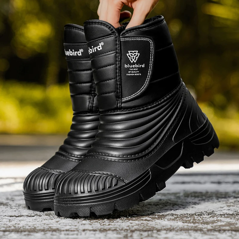 Men's snow boots warm plush casual boots Men's Snow Boots Big Size Winter Outdoor Plush Men snow boots PU leather f thick warm