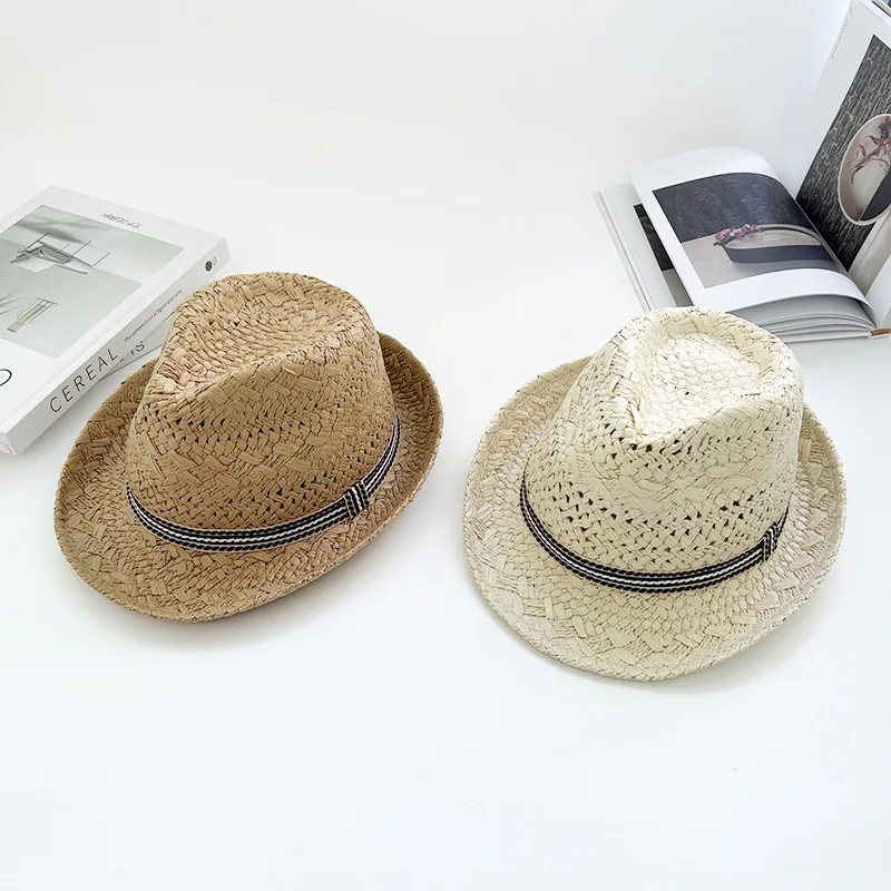 Golexury Women Fedoras Straw Hat Summer Parent-child Men British Jazz Hat Travel Sun Hat Outdoor Beach Panama Cap Wholesale