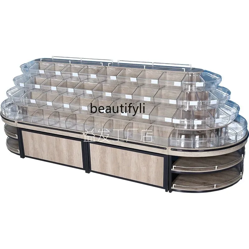 Supermarket Snacks Zhongdao Four-Layer Scattered Weighing Cabinet Leisure Food Rounded Shelves Showcase