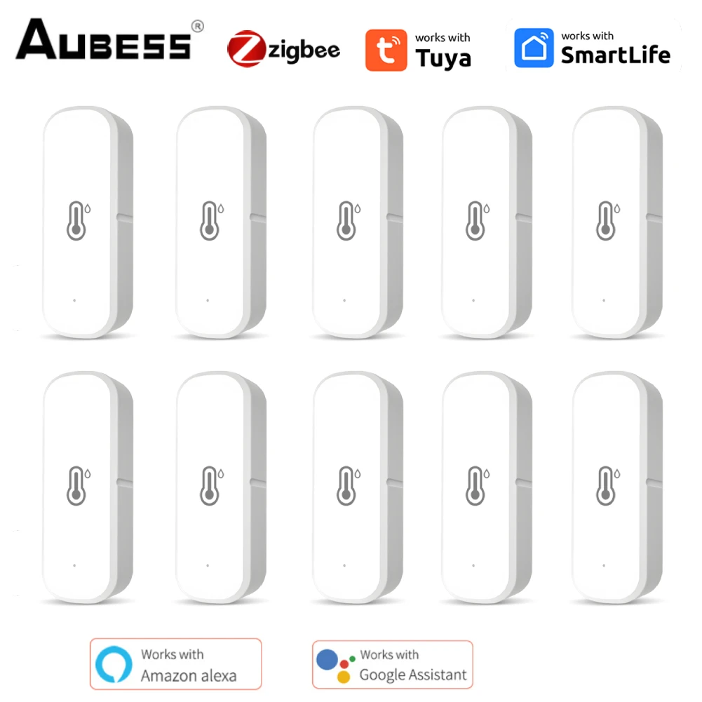 

Tuya Smarry ZigBee Temperature Humidity Sensor Battery Powered For Smart Home Security Voice Control Work With Alexa Google Home