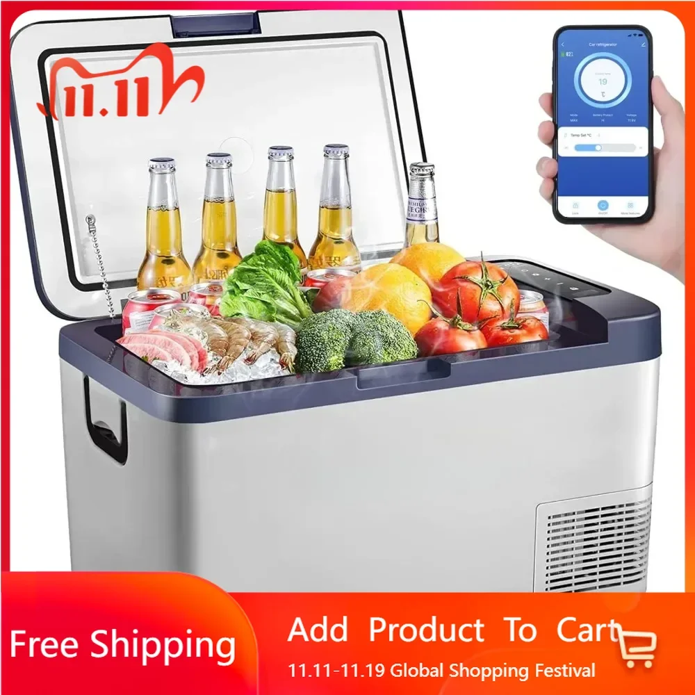 

12 Volt Car Refrigerator, 27 Quart (25L) Car Fridge Portable Freezer (-4℉-68℉), 12/24V DC & 100V-240V AC, WIFI APP Control