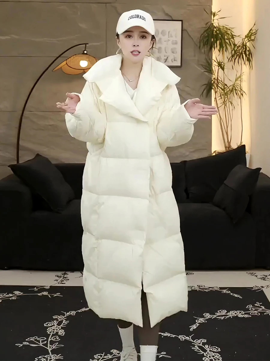 Invierno Thiened blanco Du down Jaet mujer abrigo con cuello Faionable cálido viajero Sle longitud media otro cuello