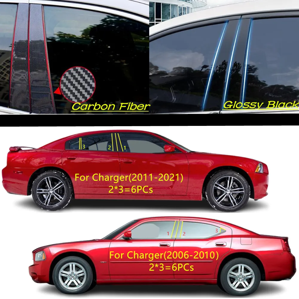 

Car PC Material Pillar Post Cover Door Trim Window Molding Sticker Plate Accessories For Dodge Charger 2006-2009 2010 2011-2021