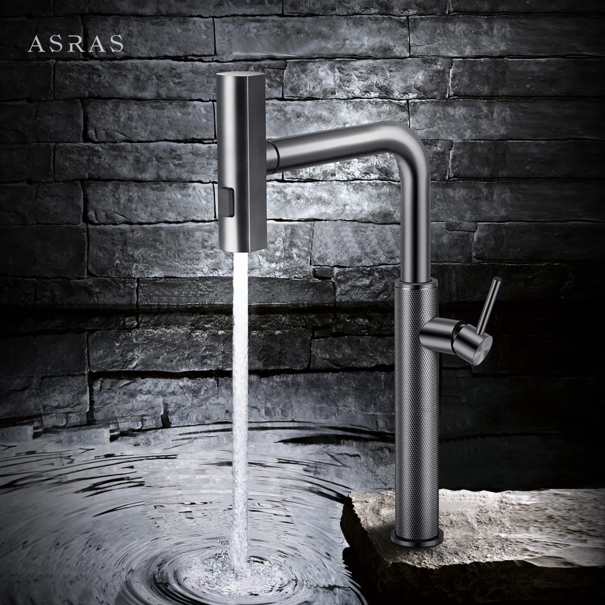 ASRAS Black Kitchen Faucets Gray Pull Out Rotation Waterfall Stream Sprayer Head Sink Mixer Brushed Nickle Water Tap Accessorie