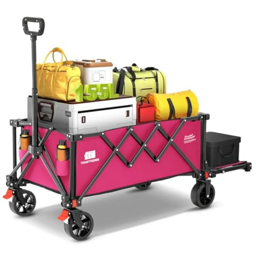 

Collapsible Wagon Cart with Extended Tailgate Heavy Duty Folding Cart 155L Foldable Utility Wagons for Beach Picnic Grocery Out