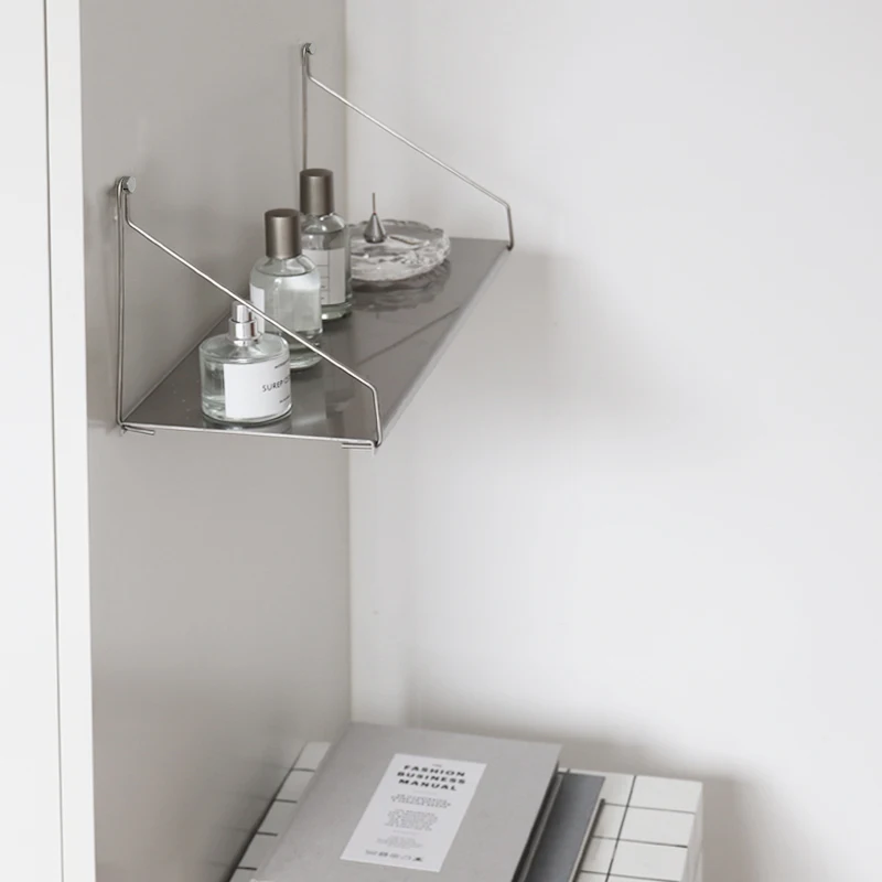 Schwimmendes Regal aus Edelstahl, fingerabdrucksicheres Präsentationsregal, Lagerregale im Industriestil, moderner, an der Wand montierter Organizer