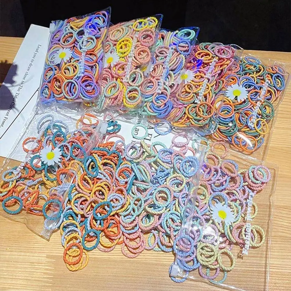100PCS/Bag   Colorful Rubber Hair Rope Hair Accesorries Children Hair Ties Ponytail Holder