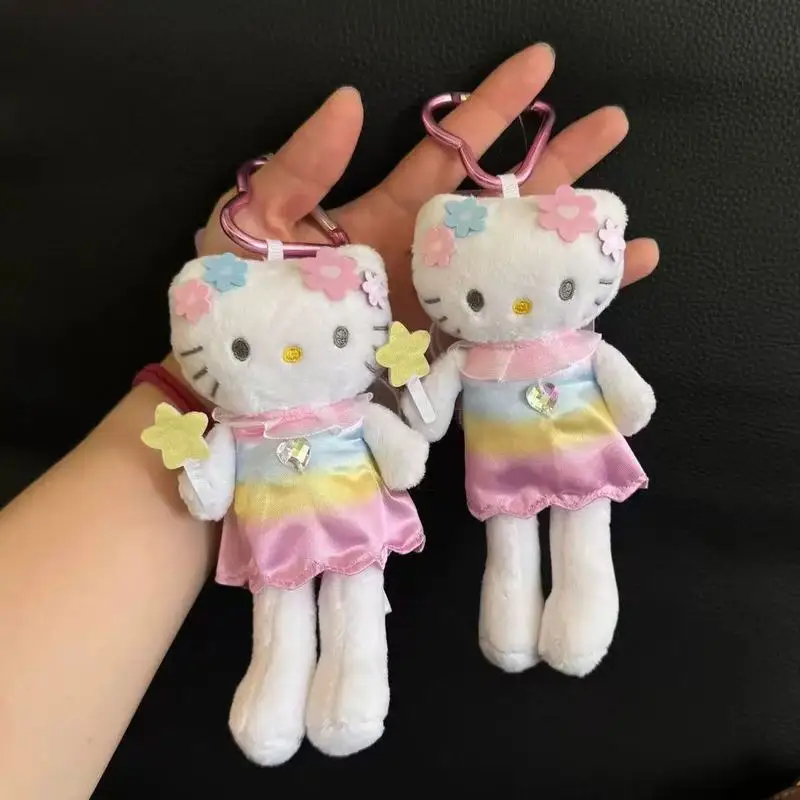 لطيف كيتي أفخم المفاتيح الكرتون الحيوان اللباس ألعاب من نسيج مخملي دمية سيارة زينة زخرفية ظهره قلادة عيد الميلاد هدية عيد ميلاد