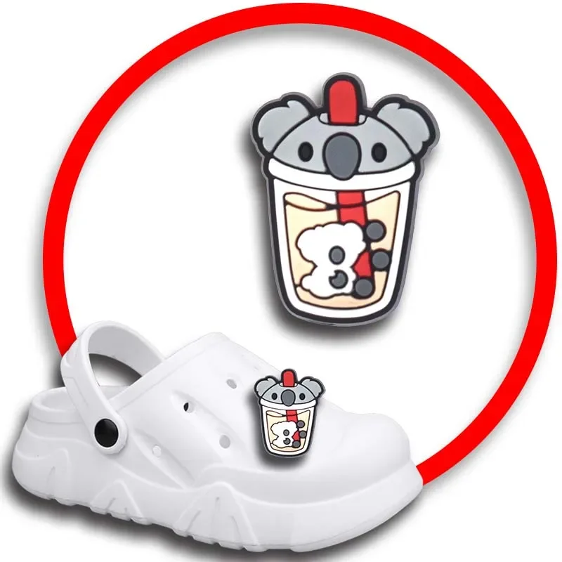 Drinking Milk Tea Shoe Charms for Crocs Sandals Women Clogs Pins Shoe Decorations Accessory Men Badges Kids Shoes Accessories