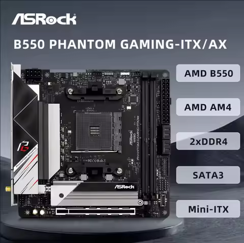 ASRock B550 Phantom Gaming-ITX/ax Motherboard Support 3600X 5600G 5700x3D 5800X3D 5900X CPU 4xDDR4 64GB M.2 AM4 PCIe4.0 Mini-ITX