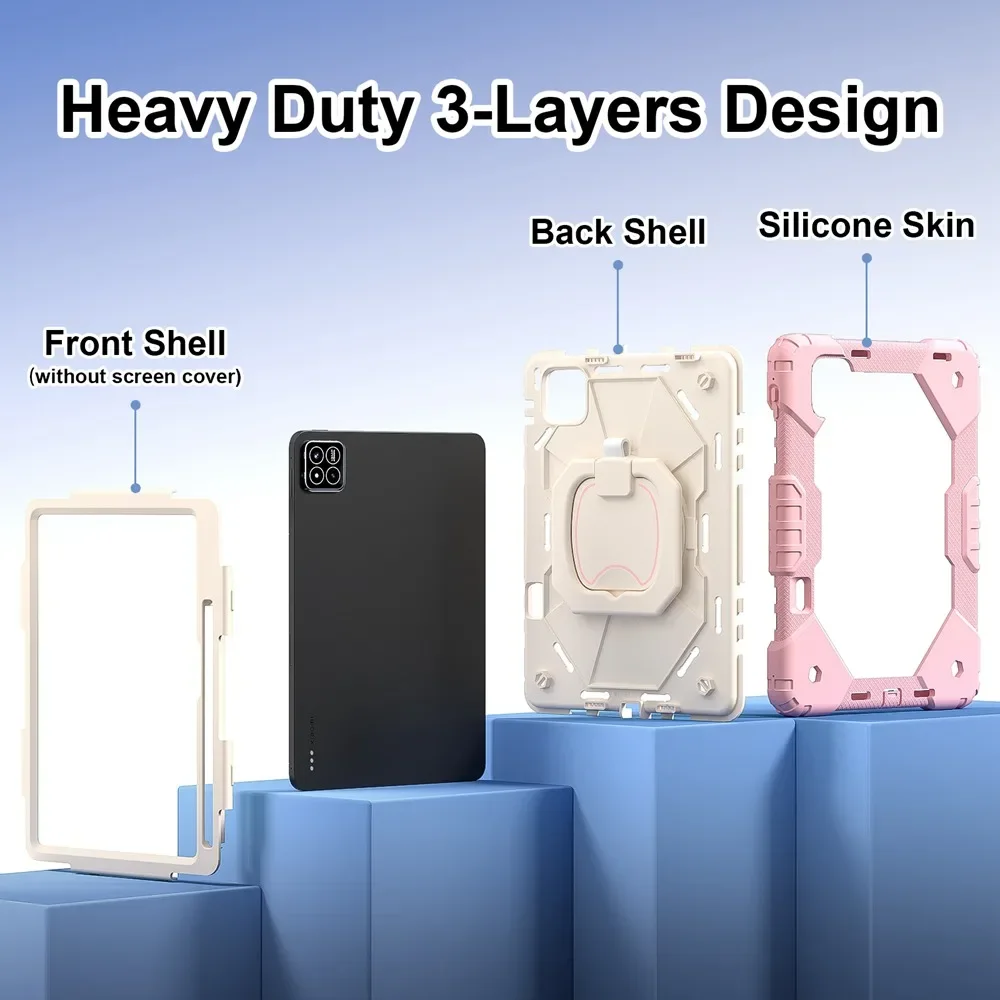 Shockproof Heavy Duty Kids Safe Hard Case for Xiaomi Poco Pad X1 11.2 2025 with Shoulder Strap Hand Holder Casing Cover