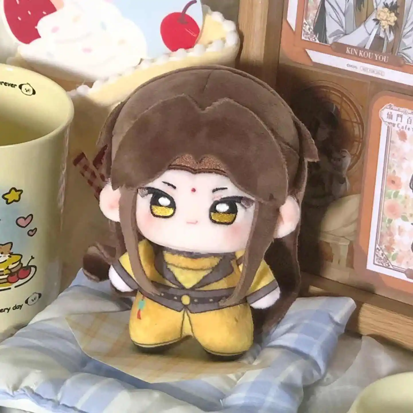 10cm 魔道祖師 コットン人形キーホルダー 藍忘塵 金光耀 プリントぬいぐるみ アニメキャラクターストラップコレクション 誕生日プレゼント