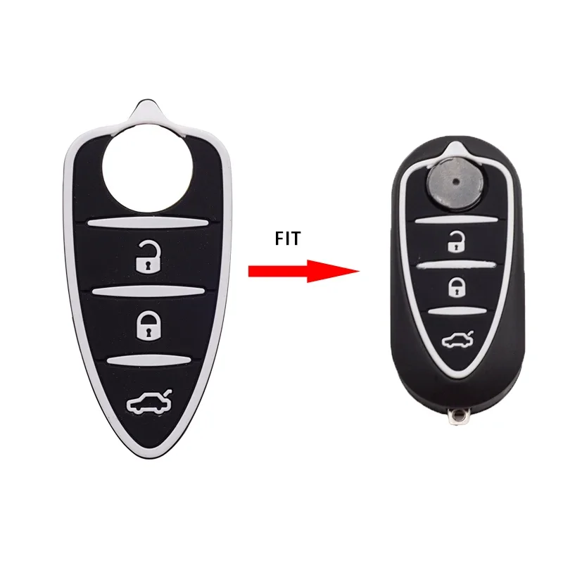 Cocolockey-teclado de goma para coche Alfa Romeo 156/159 /mito/giulietta/gt/4c, 3 botones, carcasa de llave remota plegable, almohadilla de silicona