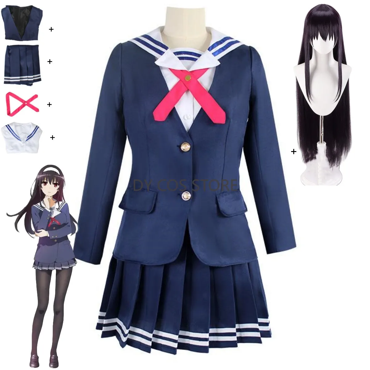 Anime Saekano: How To Raise A Boring Girlfriend Kasumigaoka Utaha Cosplay Costume JK School Uniform Coat Wig Man Woman Cute Suit