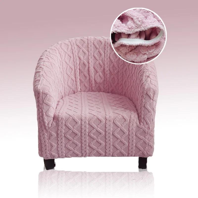 Pink Warm Thicken Club Chair and Sofa Cover Jacquard Candy Colors 1 Seater Couch Covers for Sofas Living Room Bar Furniture Cove