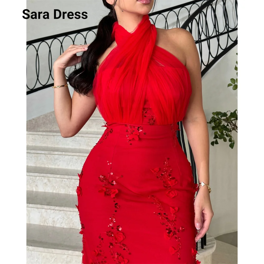

Sara Custom Red Backless 3D Flowers Off the Shoulder Prom Luxury Dresses for Luxury Party Formal & Evening Gowns Gala Dress 2026