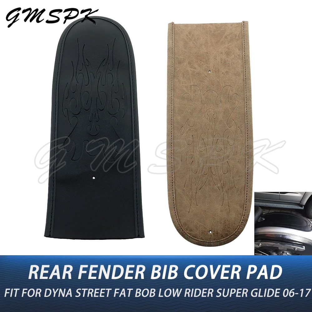 1/2 PCS Flame Stitching Leather Rear Fender Bib Cover Pad Fit for Harley Dyna Street Fat Bob Wide Super Glide Low Rider 06-17