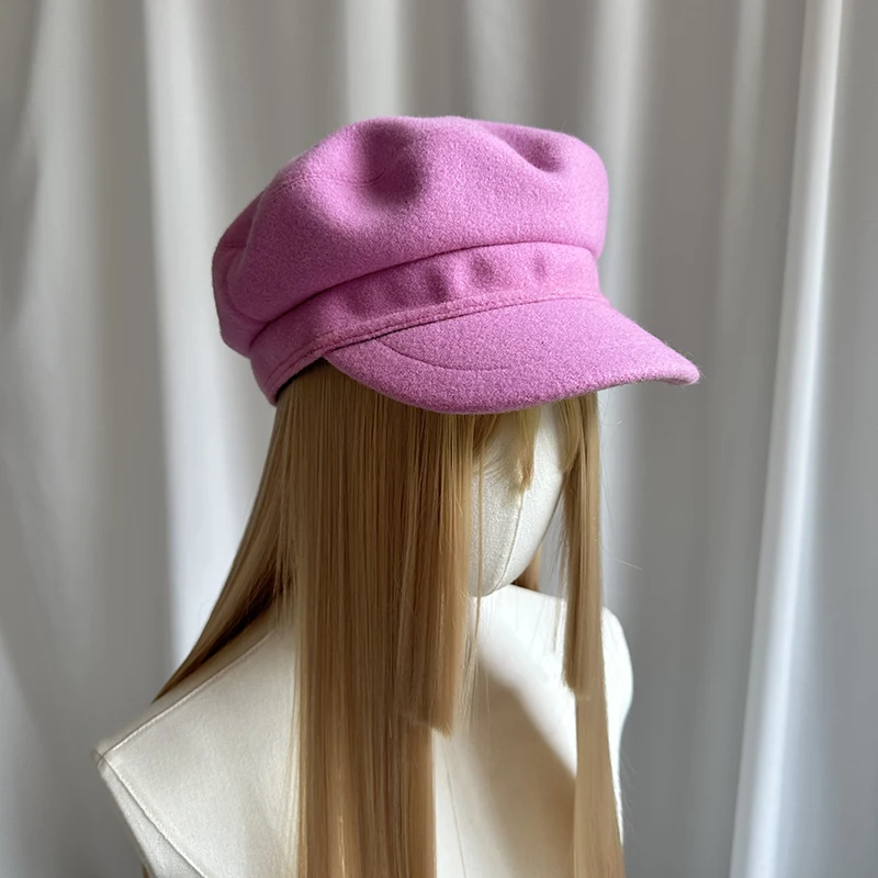 Zwart fluwelen krantenverkoper hoed met brede rand Platte matrozenpet Dames high-end look Effen kleur Marine stijl Retro cosplay hoeden