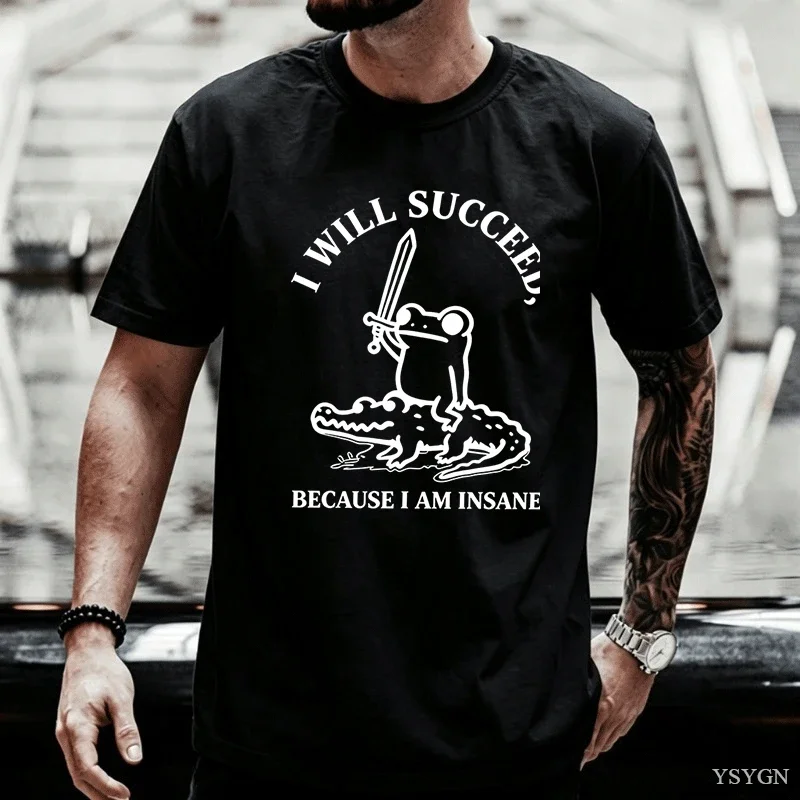 Funny Frog Riding Crocodile Meme T-shirts Men Women High Street Fashion Trend T Shirt Summer Casual Cotton Short Sleeve T-shirt