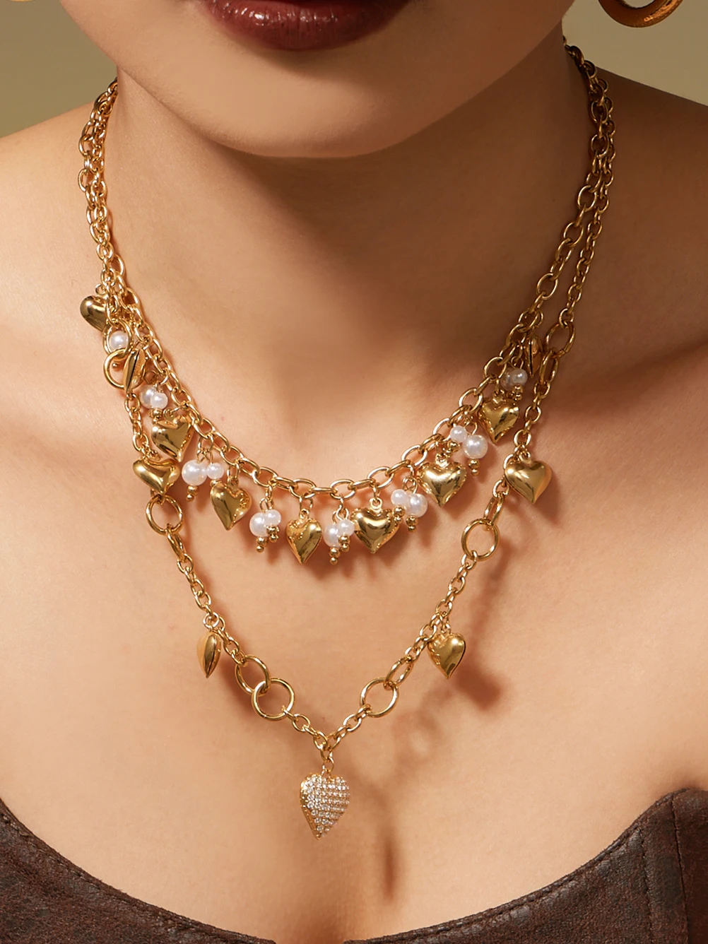 

Nivora модный польский кубический цирконий сердце любовь кулон-цепочка ожерелья браслеты для женщин свадебные украшения из нержавеющей стали