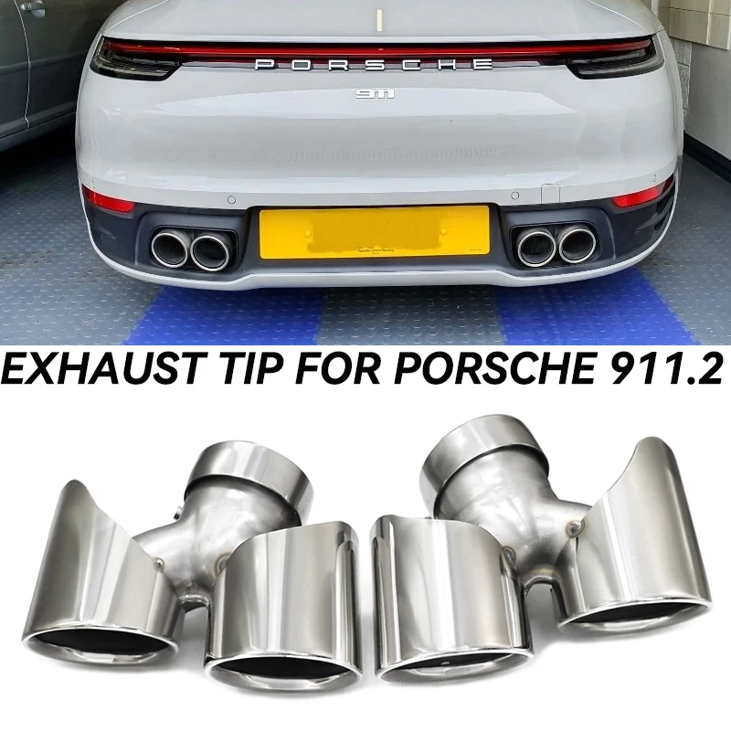 Quad Stainless Steel Exhaust Tips Black Muffler Tip For Porsche 911 Carrera 991.2 NON-PSE 2017 2018 2019 Tailpipe Nozzle