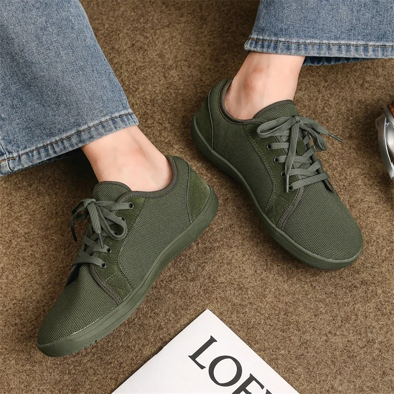 Men's Walking Boat Shoes Women's Canvas Mesh Barefoot Shoes Wide Version Minimalist Sports Shoes Classic Version Low Cut