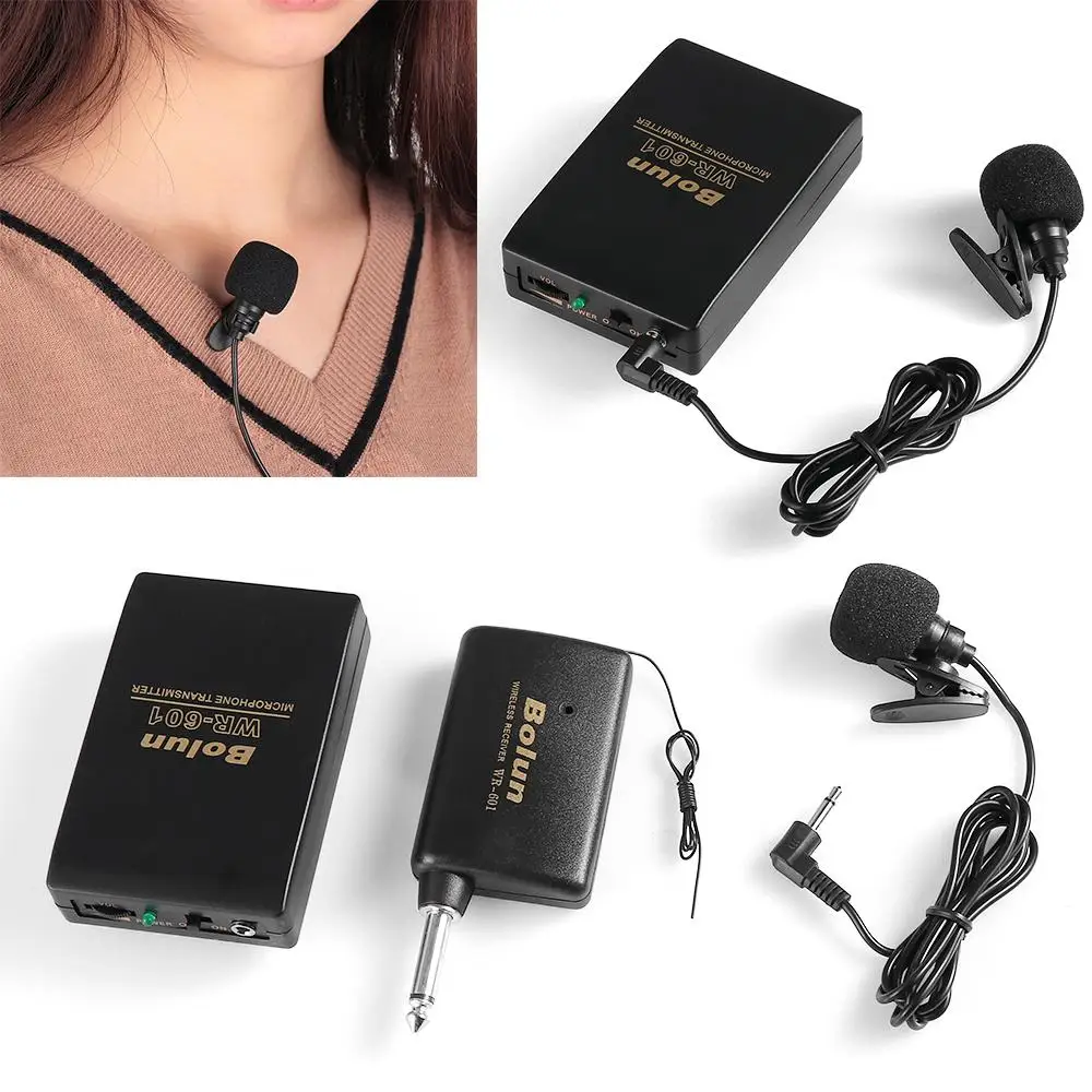 Portable Speech Speaker FM Transmitter Receiver Lavalier Lapel Clip Mic System Wireless Microphone