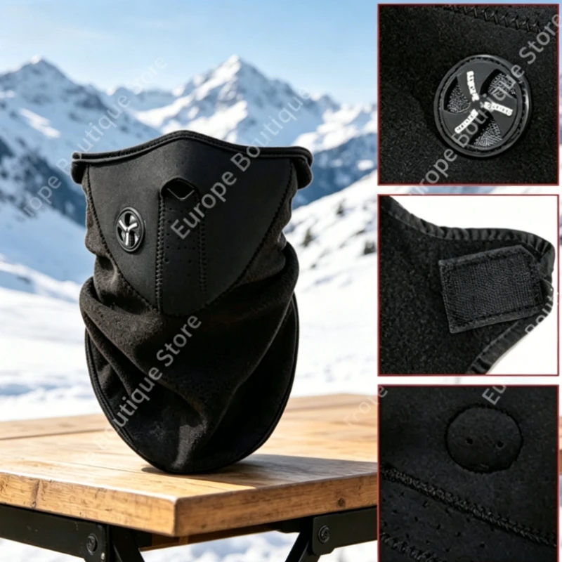 Snow Ski Motorcycle Half Face Mask Winter Warm Windproof Dustproof Breathable Mesh Polar Fleece Thermal Cycling Cover