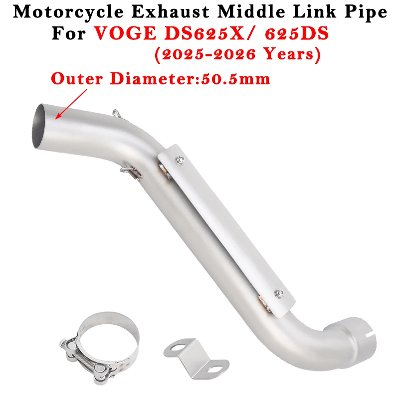 Motorrad-Auspuffanlage, modifiziertes 51-mm-Mittelrohr mit Hitzeschutz, Slip-On für VOGE 625DS DS625X 2025 2026