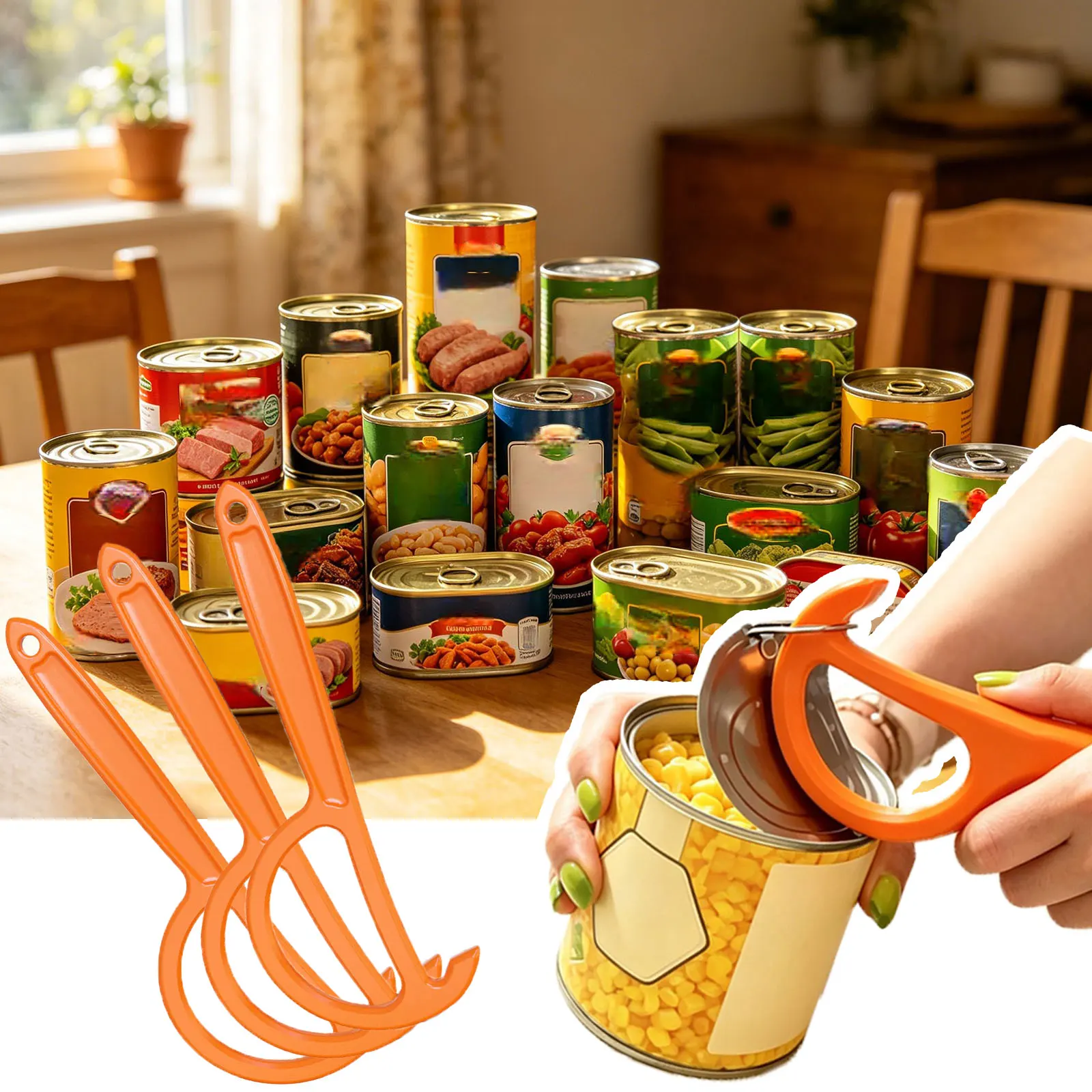 1-10pcs Portable Can Opener for Jar Bottle Lid PLA Material Easy Grip Kitchen Tool Gadget for Seniors Women Home Restaurant Tool
