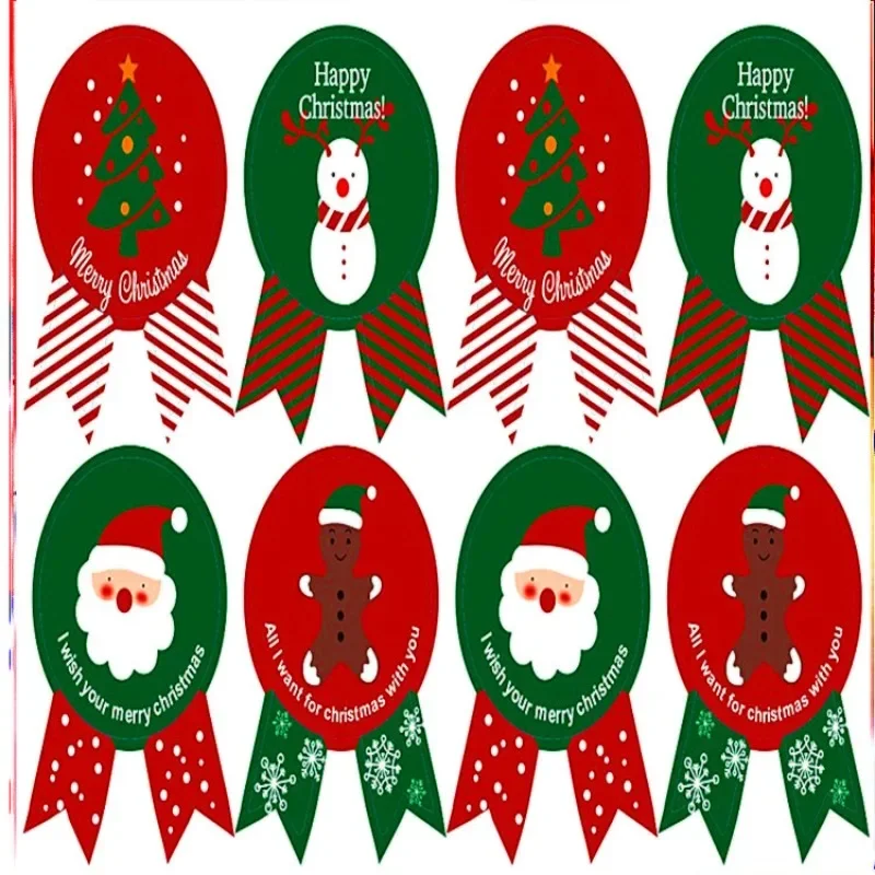 5 Sheet/Set Christmas Label Paper Sticker Package Sealing Stickers for Cookie Candy Nuts Package Xmas Tree Snowman Gift