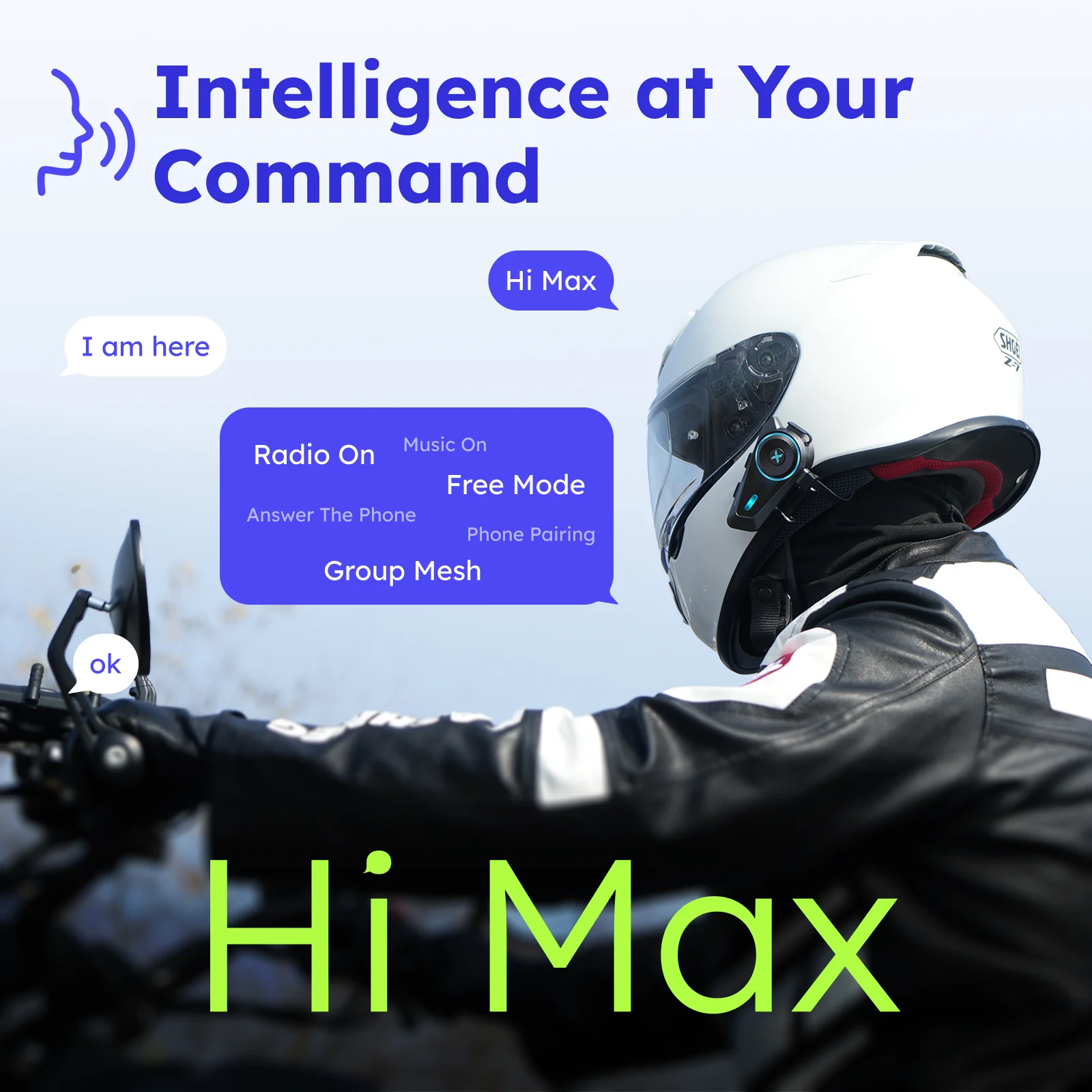 MAXRUNON D10 Motorcycle Bluetooth Intercom Helmet Headset 4 Riders Moto Group Interphone App AI Voice Control ENC IPX7 FM BT5.4
