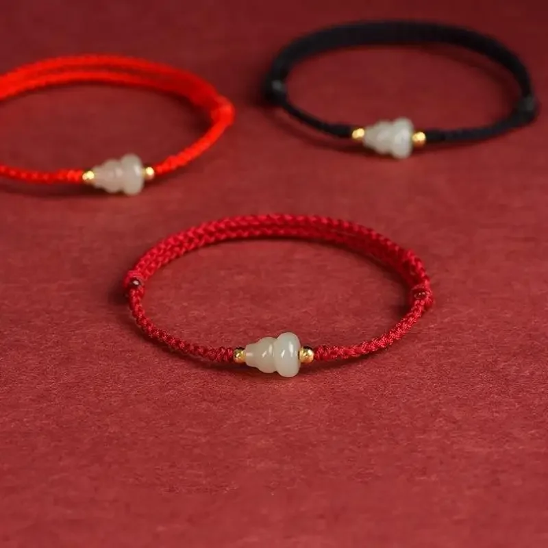 اليد مضفر الأحمر محظوظ أساور للأزواج تقليد اليشم كالاباش الزنجفر الخرز سوار حسن الحظ أساور هدية السنة الجديدة