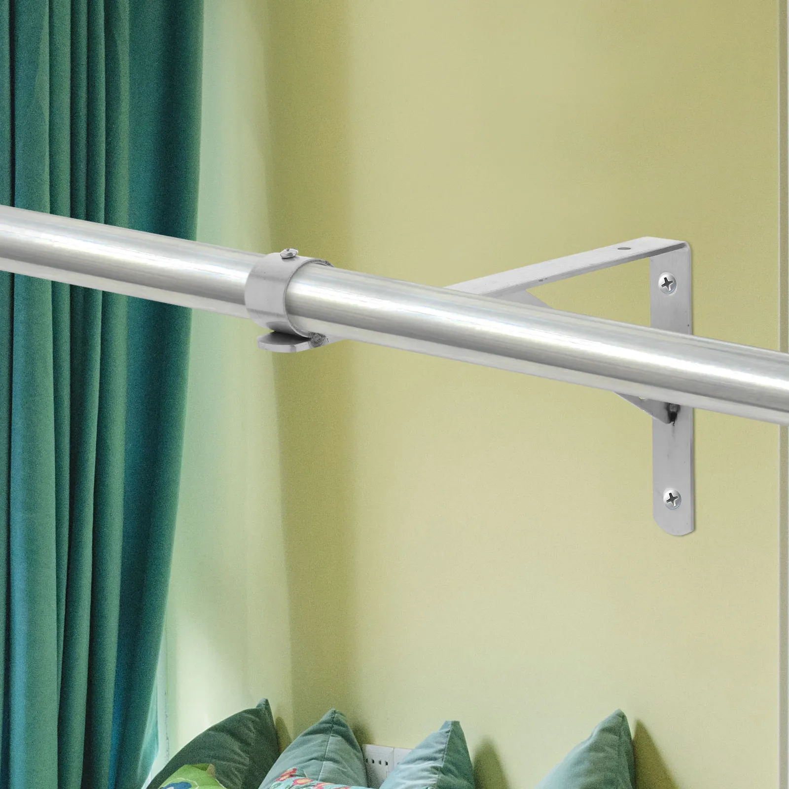 Triangle Bracket Stainless Steel Clothes Rod Support Wall Mounted Clothes Hanger Pole Holder Stable Laundry Bathroom Closet